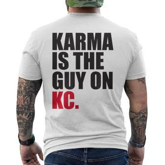 Karma Is The Guy On Kc White Kansas City Football Men's T-shirt Back Print - Thegiftio UK
