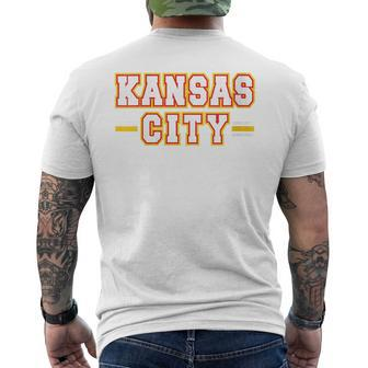 Kc Red Yellow Kansas City Red Striped Retro Kc Fan Local Men's T-shirt Back Print - Monsterry