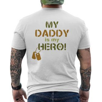 Kids My Daddy Is My Hero Military Soldier Dog Tags Mens Back Print T-shirt | Mazezy