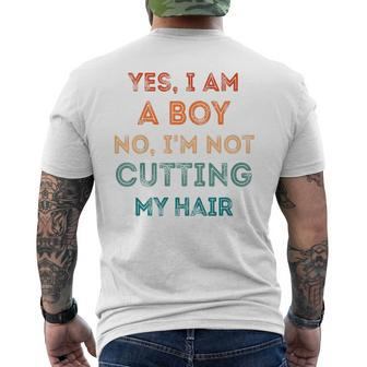 Kids Yes I Am A Boy No Im Not Cutting My Long Hair Mens Back Print T-shirt - Thegiftio UK