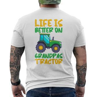Kids Young Farmer Tractor Boy On Grandpas Tractor Mens Back Print T-shirt | Mazezy