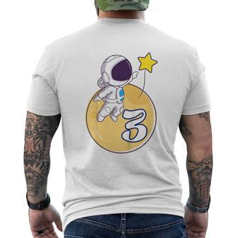Kinder Astronaut Weltraum 3 Jahre Mond Planeten 3 Geburtstag T-Shirt mit Rückendruck - Seseable