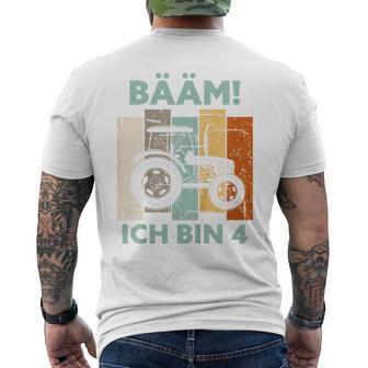 Kinder Bääm Ich Bin 4 Vier Jahre Junge 4Th Birthday Tractor T-Shirt mit Rückendruck - Seseable