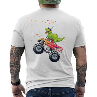 Kinder Geburtstag 3 Jahre Dinosaurier Monster Truck Jungen Mädchen T-Shirt mit Rückendruck - Seseable