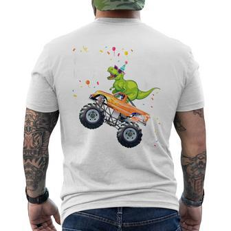 Kinder Geburtstag 6 Jahre Dinosaurier Monster Truck Jungen Mädchen T-Shirt mit Rückendruck - Seseable