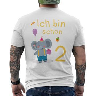 Kinder Ich Bin 2 Jahre Alt Elefant 2Nd Birthday T-Shirt mit Rückendruck - Seseable