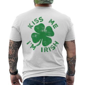 Kiss Me I'm Irish Vintage Saint Patrick Day Women Men's T-shirt Back Print - Seseable
