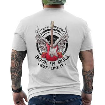 I Know Its Only Rock And Roll But I Like It Retro Guitarist Men's T-shirt Back Print - Monsterry UK