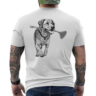 Lacrosse Dog Vintage Retro Lacrosse Stick Men's T-shirt Back Print - Monsterry