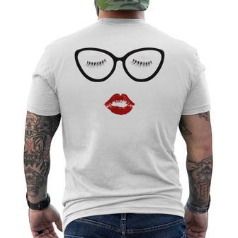 Ladies Eyelashes Black Glasses Red Pouty Full Lips Eyeshadow Men's T-shirt Back Print - Monsterry DE