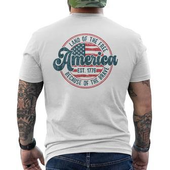 Land Of The Free Because Of The Brave Vintage 4Th Of July Men's T-shirt Back Print - Monsterry