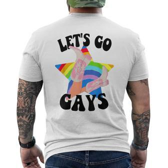 Let's Go Gays Lgbt Pride Cowboy Hat Retro Gay Rights Ally Men's T-shirt Back Print - Monsterry UK