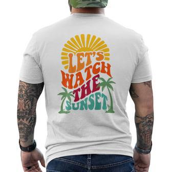 Let's Watch The Sunset Sunset And Palm Trees Quotes Men's T-shirt Back Print - Thegiftio UK