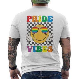Lgbt Vibes Smile Face Hippie Equality Gay Lesbian Blm Pride Men's T-shirt Back Print - Seseable