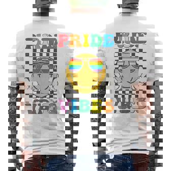 Lgbt Vibes Smile Face Hippie Equality Gay Lesbian Blm Pride Men's T-shirt Back Print - Seseable