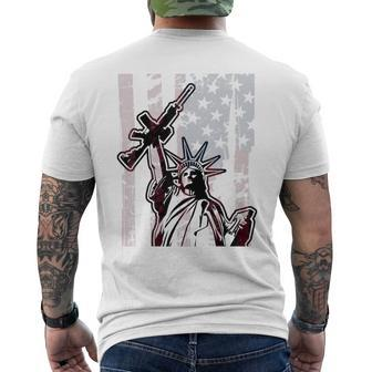 Liberty Ar-15 American Flag Pride Gun Tactical Men's T-shirt Back Print - Monsterry