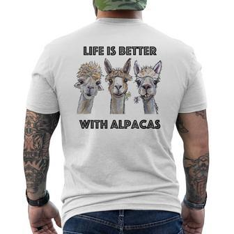 Life Is Better With Alpacas Alpaca Lover Men's T-shirt Back Print - Thegiftio UK