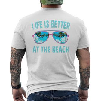 Life Is Better At The Beach Sunglasses With Palm Trees Men's T-shirt Back Print - Monsterry DE
