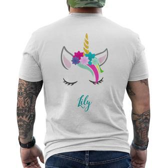 Lily Name Personalised Unicorn Men's T-shirt Back Print - Seseable
