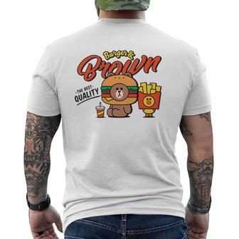 Line Friends Burger & Brown Mens Back Print T-shirt - Thegiftio UK