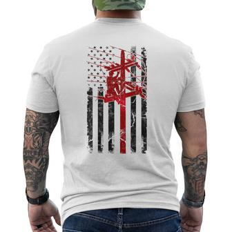 Lineman American Flag Electric Cable Lineworker Men's T-shirt Back Print - Thegiftio UK