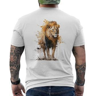 Lion Animal Lovers Motif Animal Zoo Print Lion Men's T-shirt Back Print - Seseable