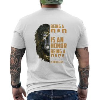 Lion Being A Dad Is An Honor Being A Papa Is Priceless Mens Back Print T-shirt | Mazezy