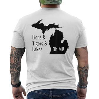 Lions And Tigers And Lakes Oh Mi Men's T-shirt Back Print - Monsterry CA