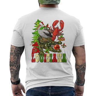 Louisiana Cajun Christmas Crawfish Pelican Alligator Xmas Men's T-shirt Back Print - Thegiftio UK
