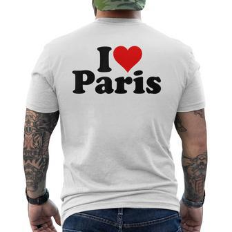 I Love Heart Paris France T-Shirt mit Rückendruck - Seseable