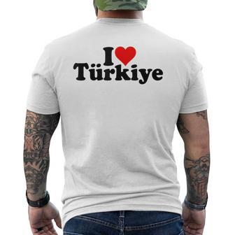 I Love Heart Turkiye Country Nation Of Turkey Men's T-shirt Back Print - Thegiftio
