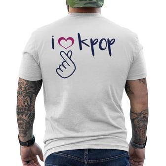 I Love K-Pop Finger Heart Hand Symbol Korean Music Fan Quote Men's T-shirt Back Print - Monsterry