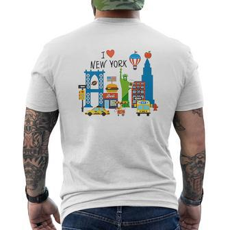 I Love New York City Ny Icons Souvenir Travel Mens Back Print T-shirt - Thegiftio UK