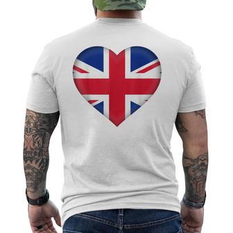 I Love United Kingdom Uk British Flag Heart Outfit Men's T-shirt Back Print - Monsterry DE