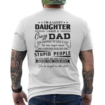 Lucky Daughter Of A Crazy Dad Mens Back Print T-shirt | Mazezy