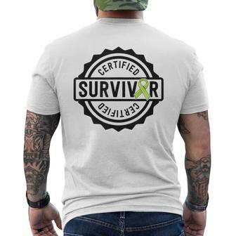 Lymphoma Cancer Survivor Lime Green Ribbon Awareness Men's T-shirt Back Print - Monsterry UK