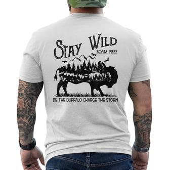 M216 Stay Wild Bison Buffalo Charge The Storm Men's T-shirt Back Print - Monsterry DE
