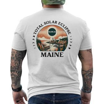 Maine Eclipse 40824 Retro America Total Solar Eclipse 2024 Men's T-shirt Back Print | Mazezy
