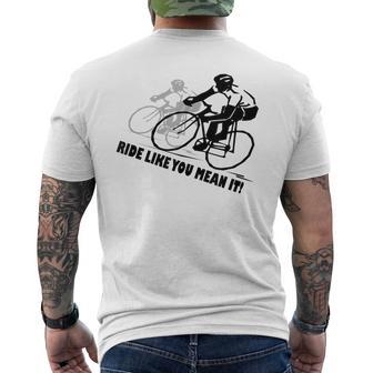 Man Specialized Road Bikes Famous Bicycle Races Bike Grips Men's T-shirt Back Print - Monsterry