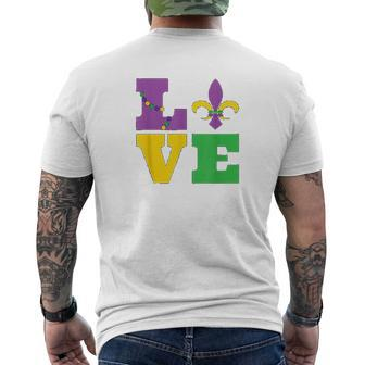 Mardi Gras Fat Tuesday Carnival Love And A Fleur De Lis Mens Back Print T-shirt - Thegiftio UK