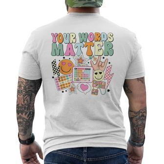 Your Words Matter Speech Therapy Language Pathologist Slp Men's T-shirt Back Print - Monsterry DE
