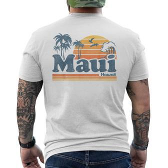 Maui Hawaii Vintage Surf Beach Surfing 70'S Retro Hawaiian Men's T-shirt Back Print - Seseable