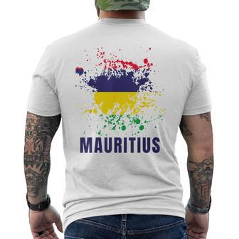 Mauritius Retro Vintage Watercolors Sport Mauritian Flag Men's T-shirt Back Print - Monsterry