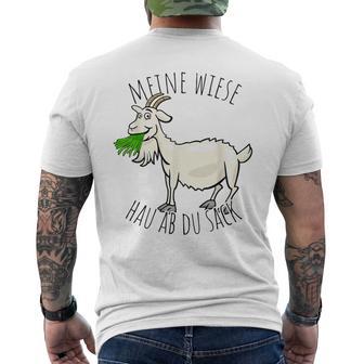 Meine Wiese Hau Ab Du Sack Bauer Landwirt Goat Sheep T-Shirt mit Rückendruck - Seseable