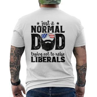 Mens Bearded Dad Just A Normal Dad Trying Not To Raise Liberals Mens Back Print T-shirt | Mazezy CA