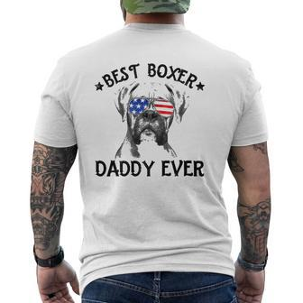 Mens Best Boxer Daddy Ever Dog Dad American Flag 4Th Of July Mens Back Print T-shirt | Mazezy