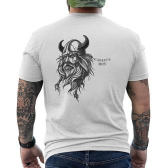 Mens Careful Boy I'm This Old For A Reason Viking Dad Mens Back Print T-shirt | Mazezy
