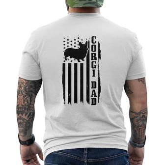 Mens Corgi Dad Vintage American Flag Patriotic Corgi Dog Mens Back Print T-shirt | Mazezy