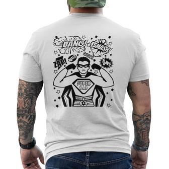 Mens For Dad Daddy Superhero Superdad Super Dad Father's Mens Back Print T-shirt | Mazezy