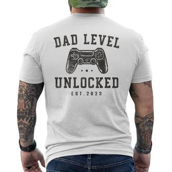 Mens Dad Level Unlocked 2023 New Dad To Be Gamer Father Day Mens Back Print T-shirt | Mazezy
